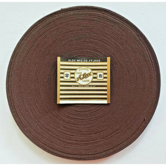 Vintage Alox Brown Shoe Lace Spool about 1940's New Old Stock New